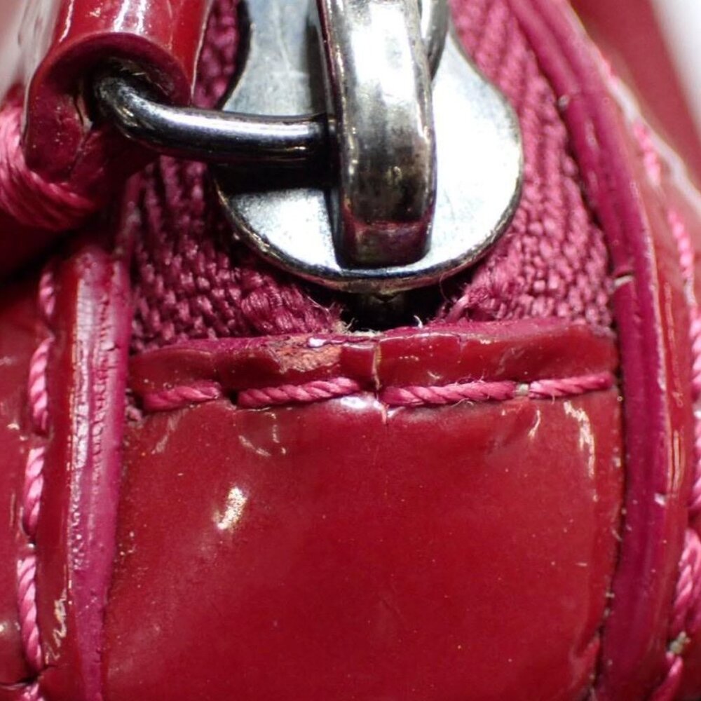 Burberry Haymarket Check Handbag – Red Patent Trim - Picture 8 of 14